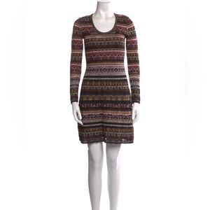 Missoni Striped Metallic Shimmer Multicolored Pattern Long Sleeve Mini Dress